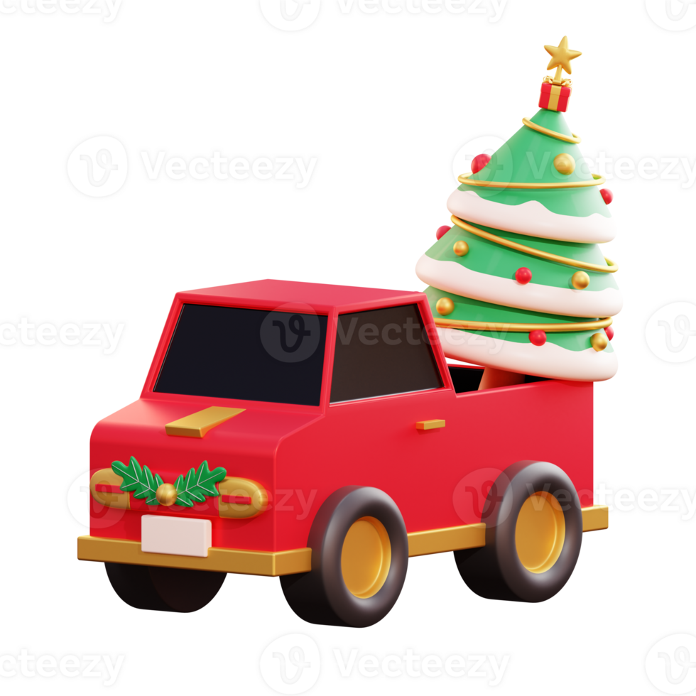 3d christmas red truck png