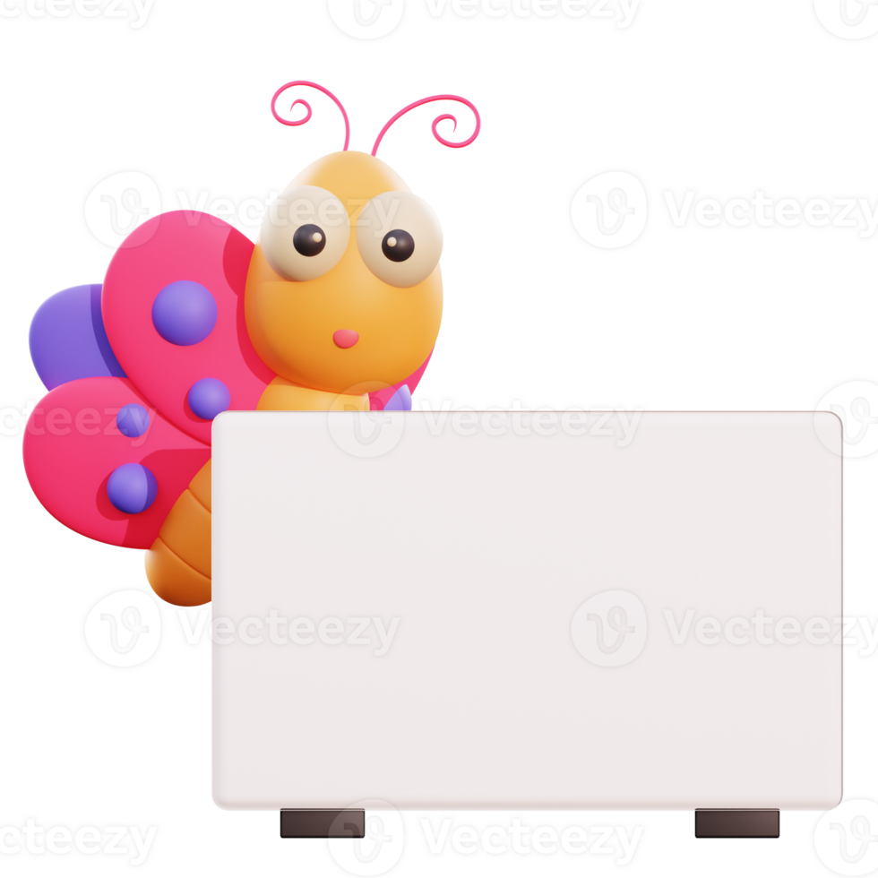 Cute butterfly 3d illustration png