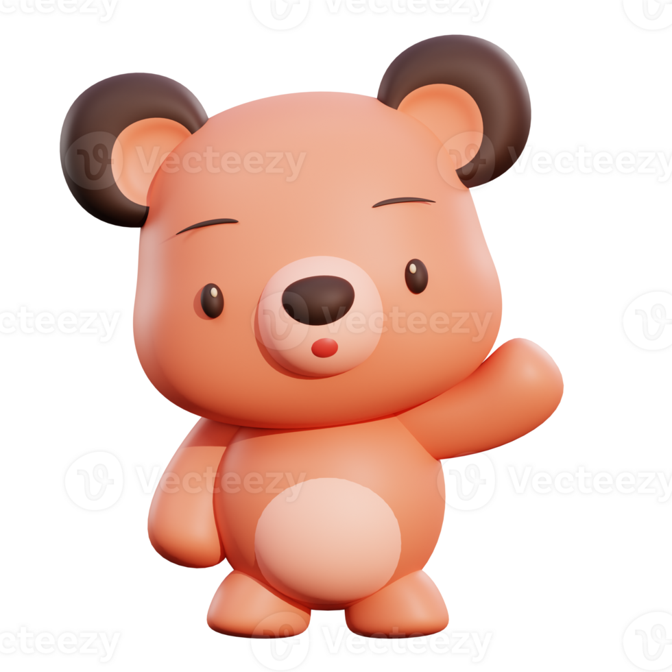 ilustração 3d de urso fofo png