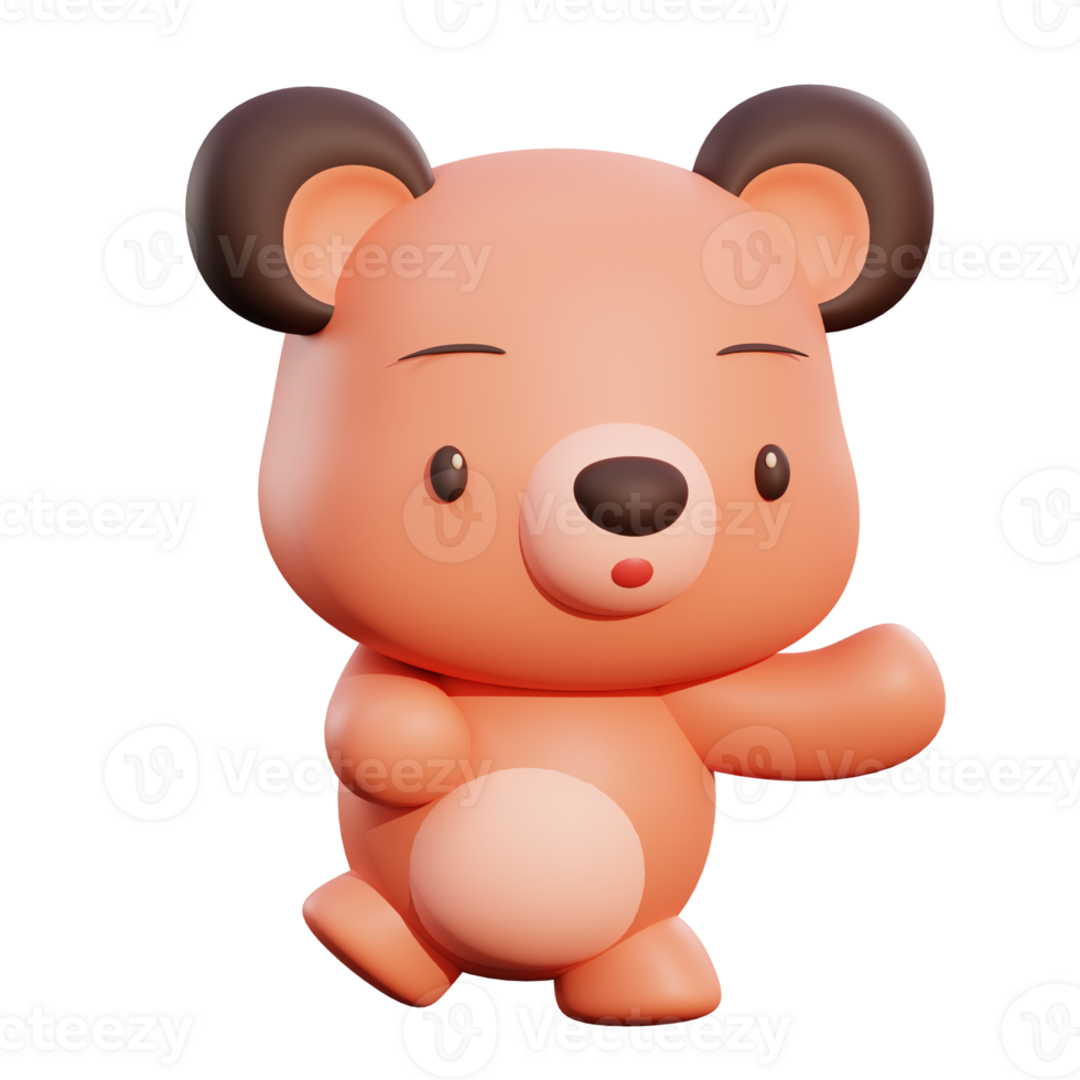 ilustração 3d de urso fofo png