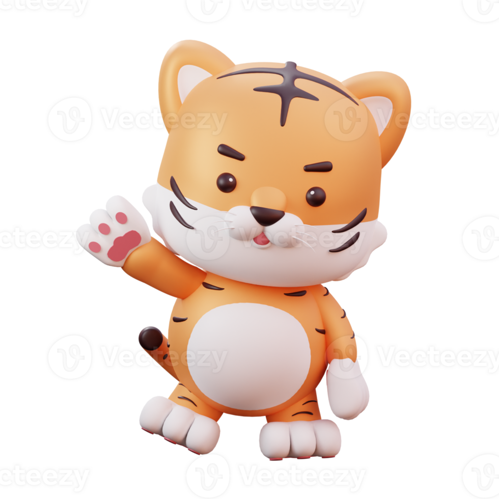 tigre de mascote de ano novo chinês 3d com fundo transparente png