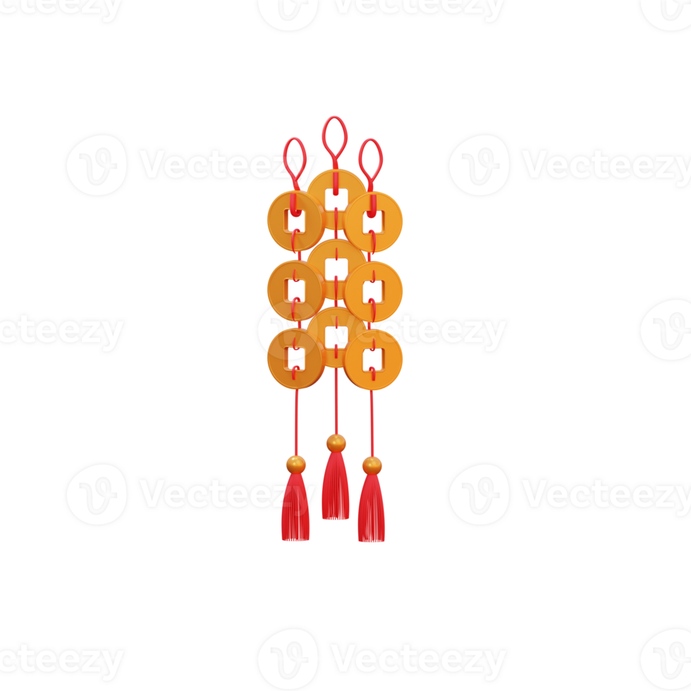 3d chinese new year coin ornament png