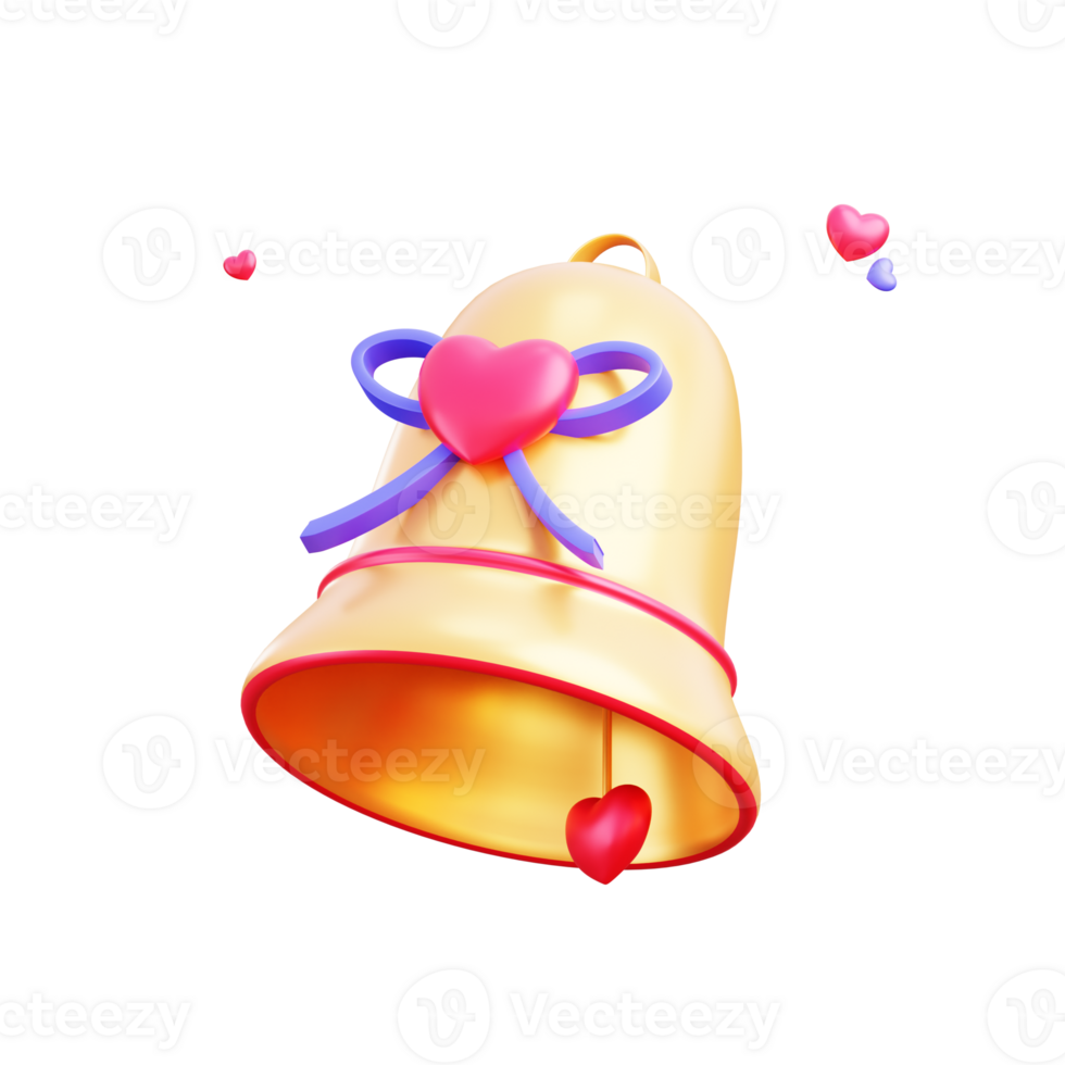 3d valentine bell of love object png