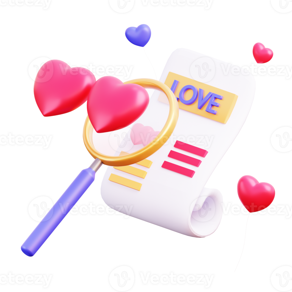 3d valentine searching of love object png