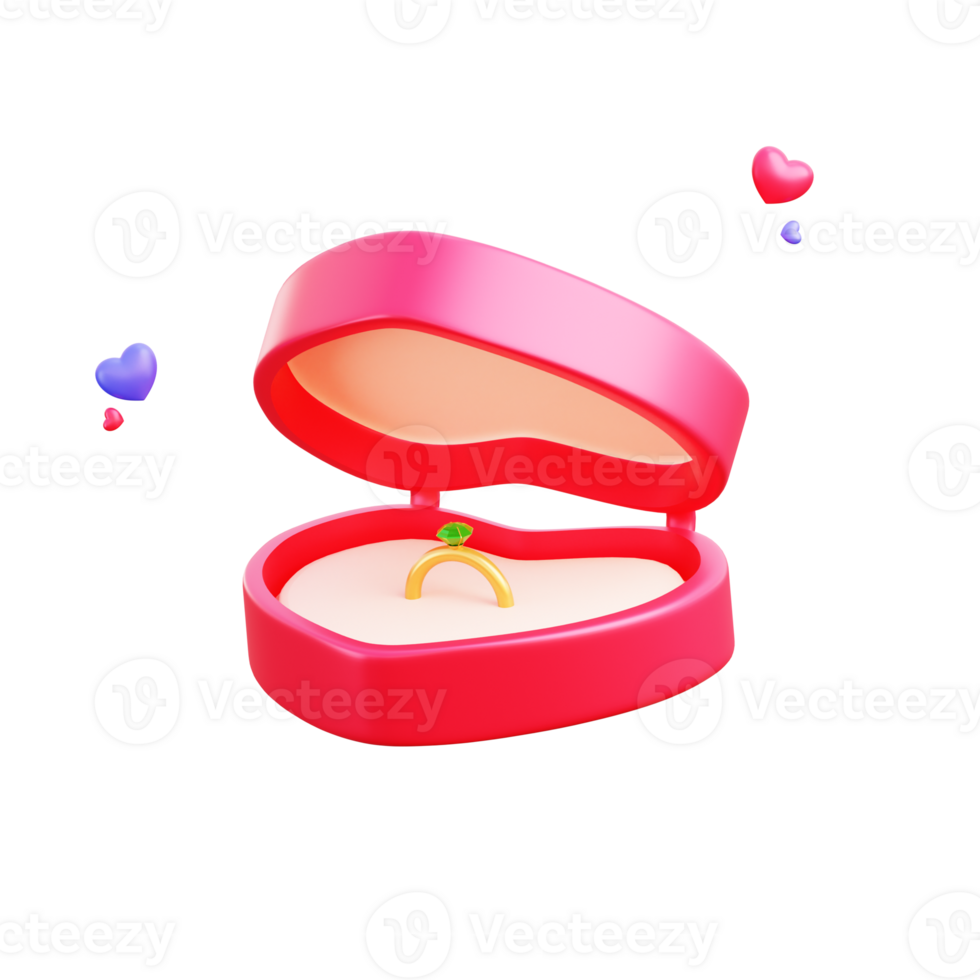 3d valentine ring box object png