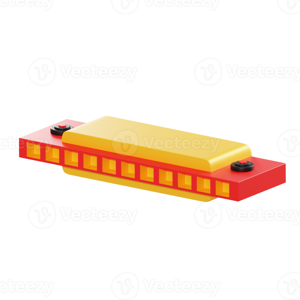 3d illustration harmonica object png