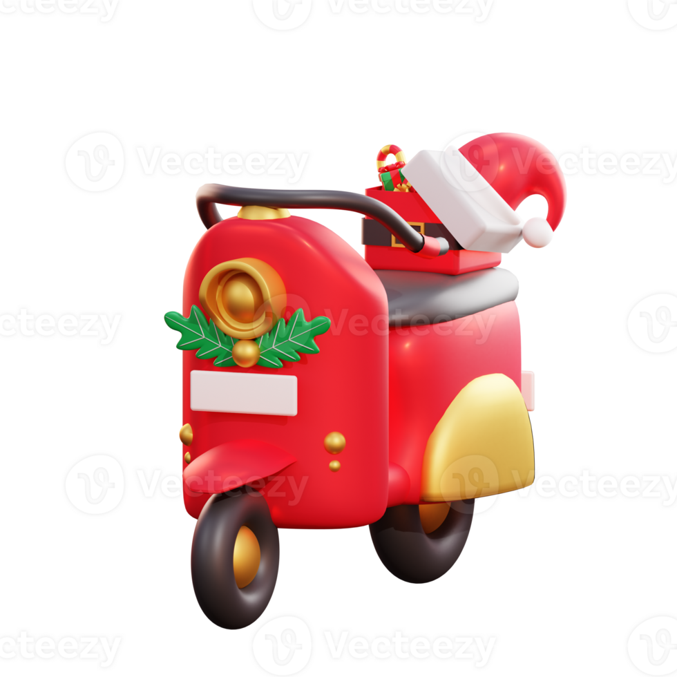 Vespa rouge de Noël 3D png