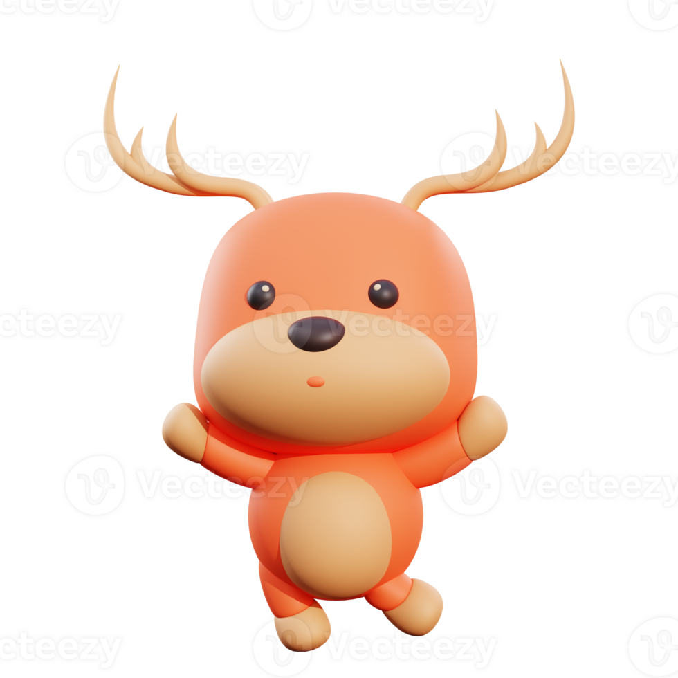 Cute deer 3d illustration png