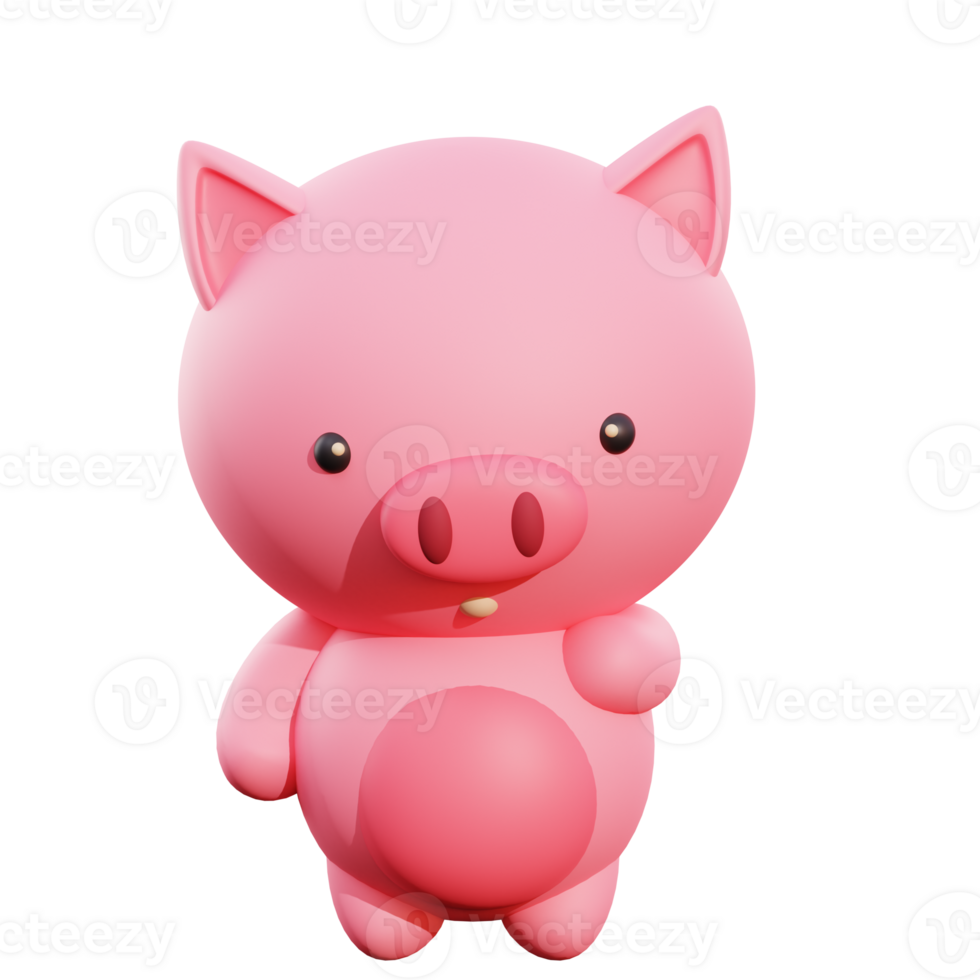 illustration 3d de cochon mignon png