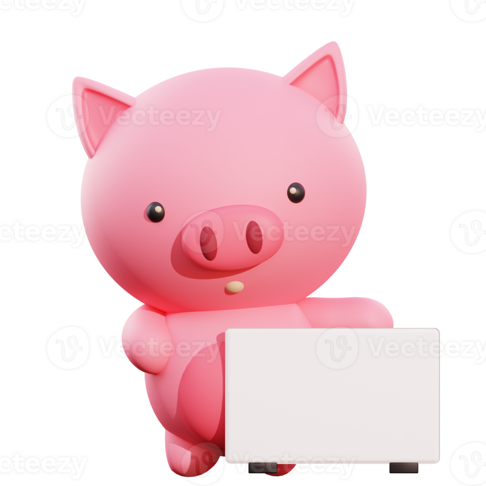 Cute pig 3d illustration png