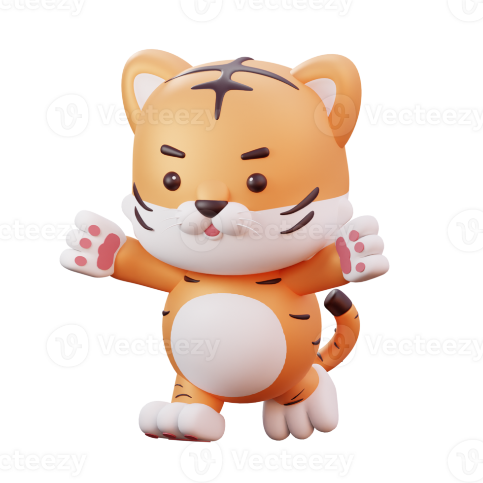 3d chinese new year mascot tiger with transparent background png