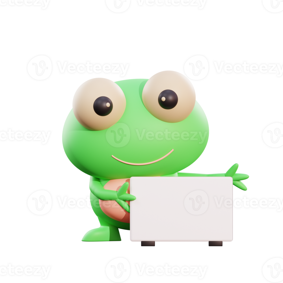 Cute frog 3d illustration png