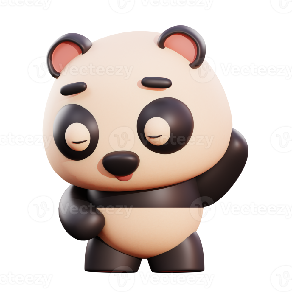 schattige panda 3d illustratie png