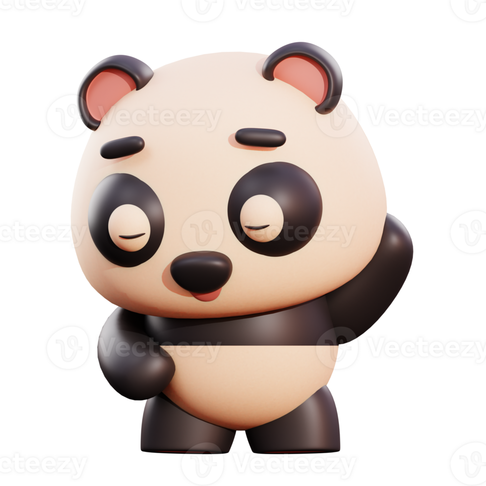 Cute panda 3d illustration png