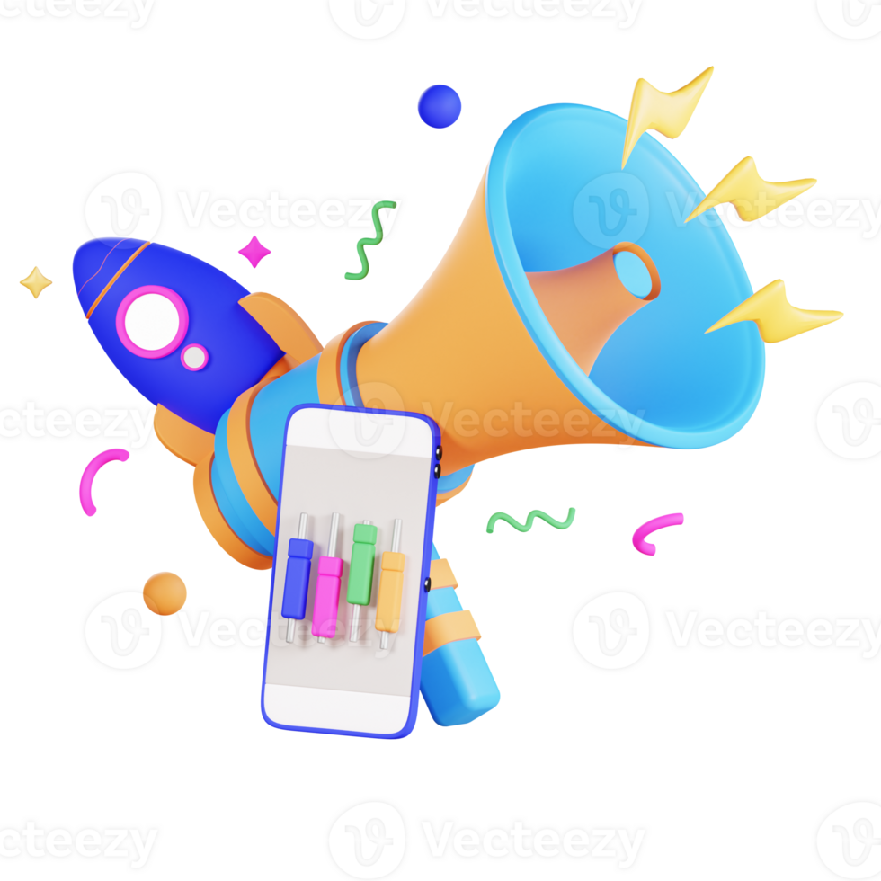 3D Megaphone Business Illustration png
