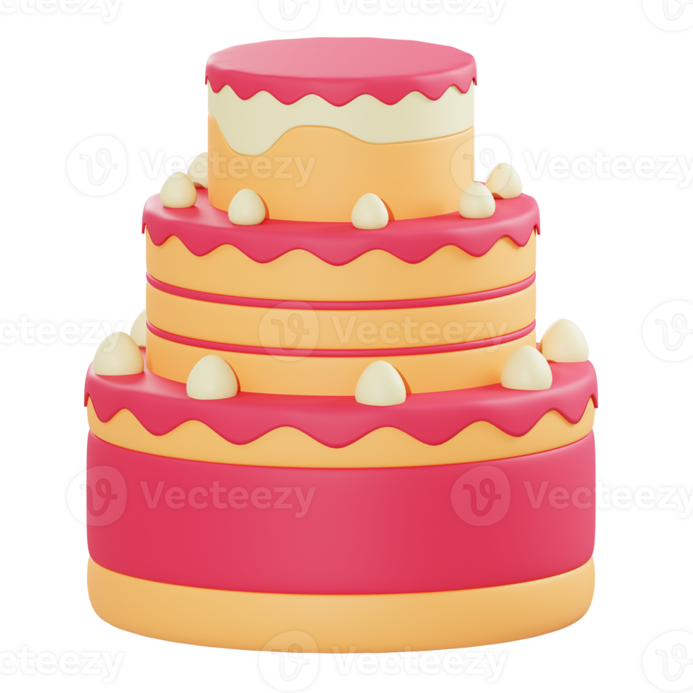 Objet de gâteau d'anniversaire illustration 3d png