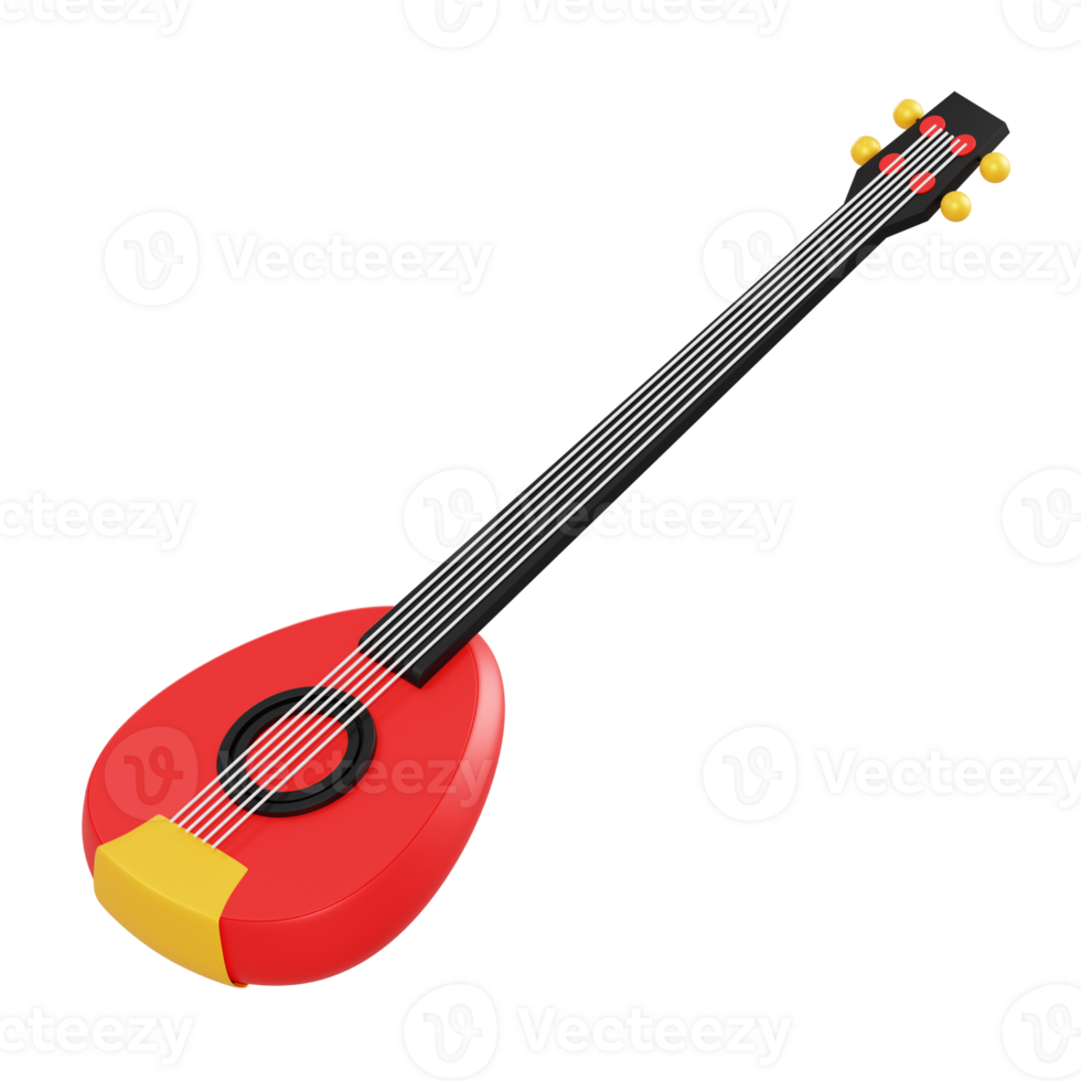 3d illustration gambus traditional instrument object png