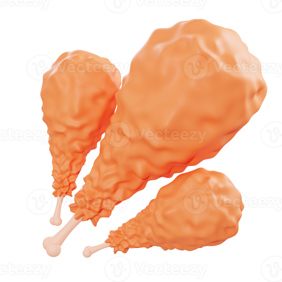 3d illustration fried chicken object png