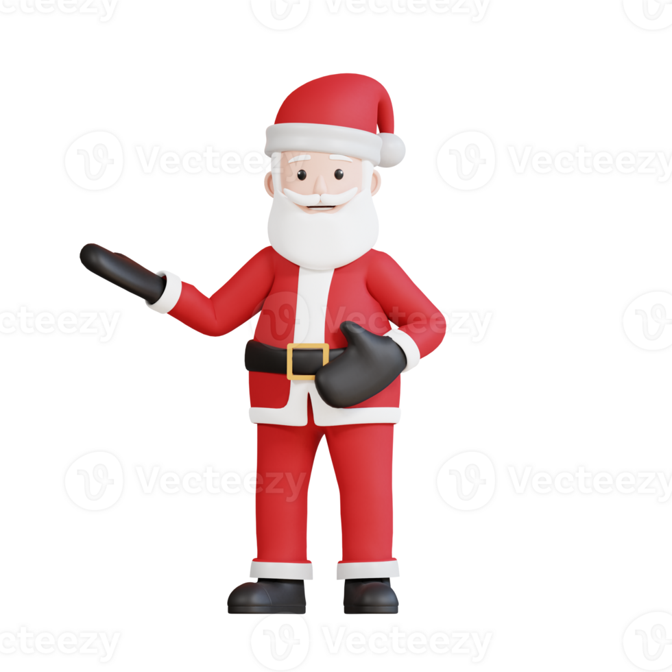 Santa claus mascot 3d character explaining something png