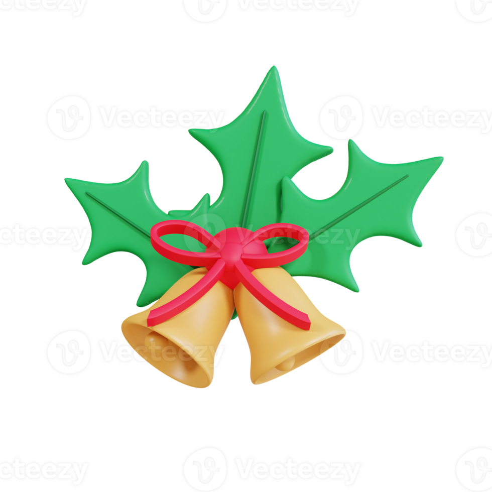 3d icon christmas mistletoe and bell png