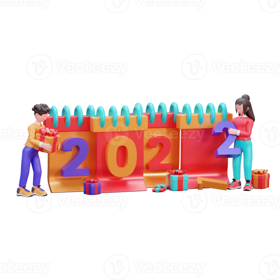 Happy new year 2022 banner template with 3d illustration creative design concept png