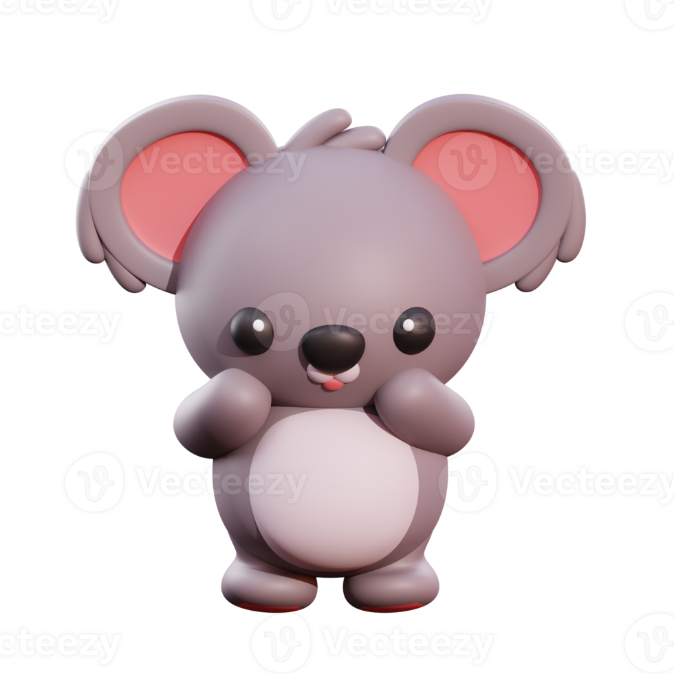 Cute koala 3d illustration png