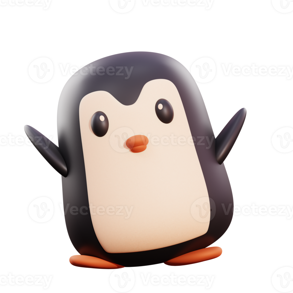 Cute penguin 3d illustration png