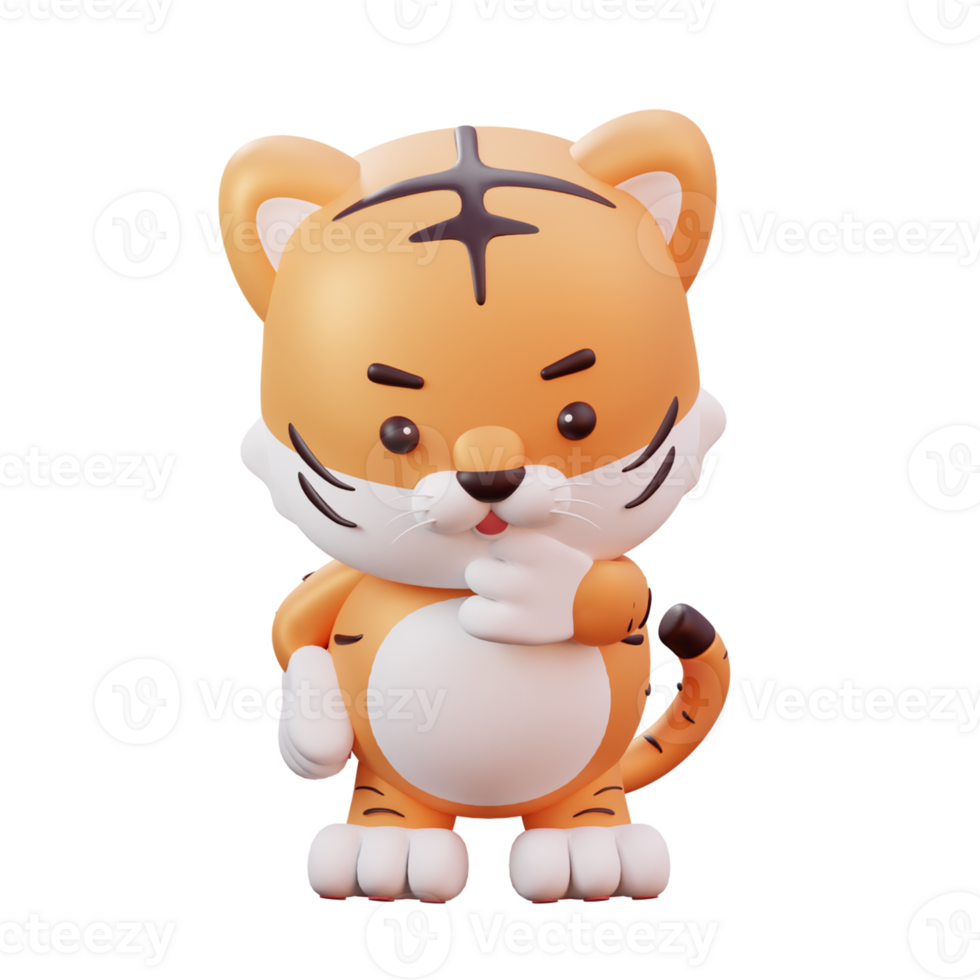 3D Chinees Nieuwjaar mascotte tijger met transparante achtergrond png