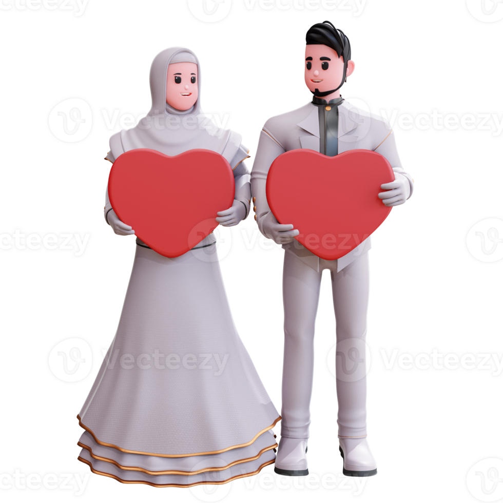 3d character wedding couple illustration png