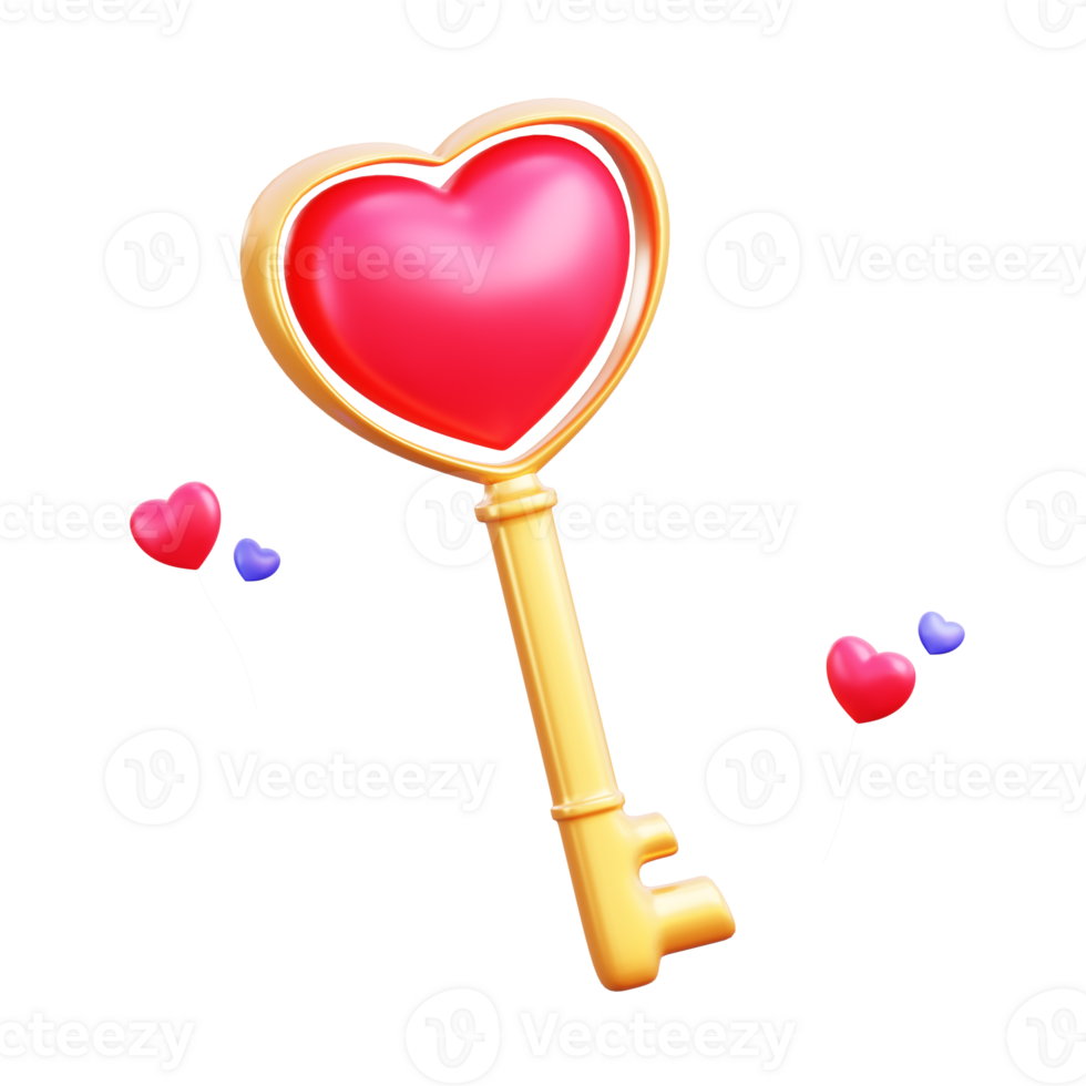 3d valentine key love object png