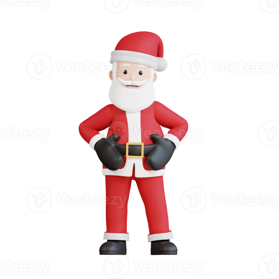 Babbo Natale mascotte personaggio 3d posa cool png