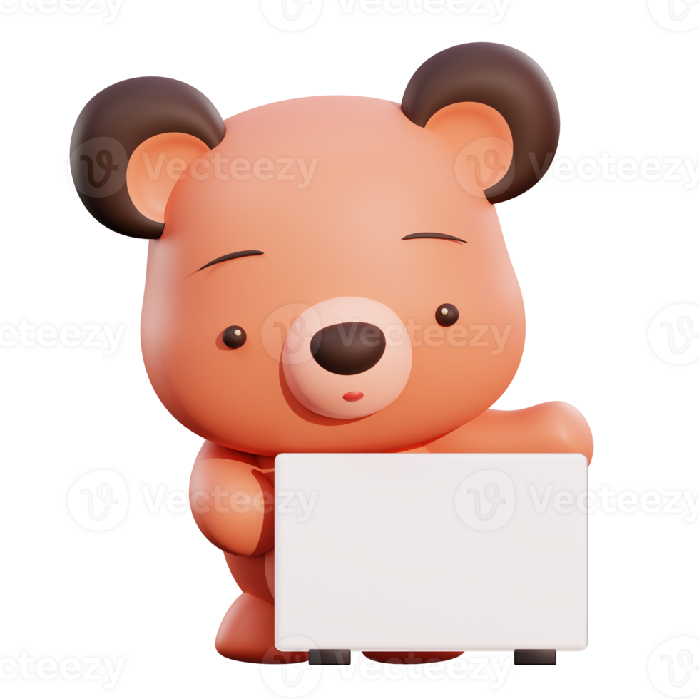 ilustração 3d de urso fofo png