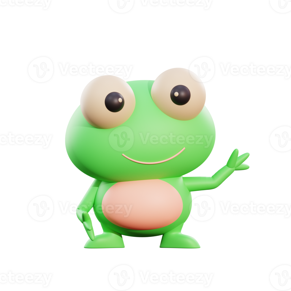 Cute frog 3d illustration png