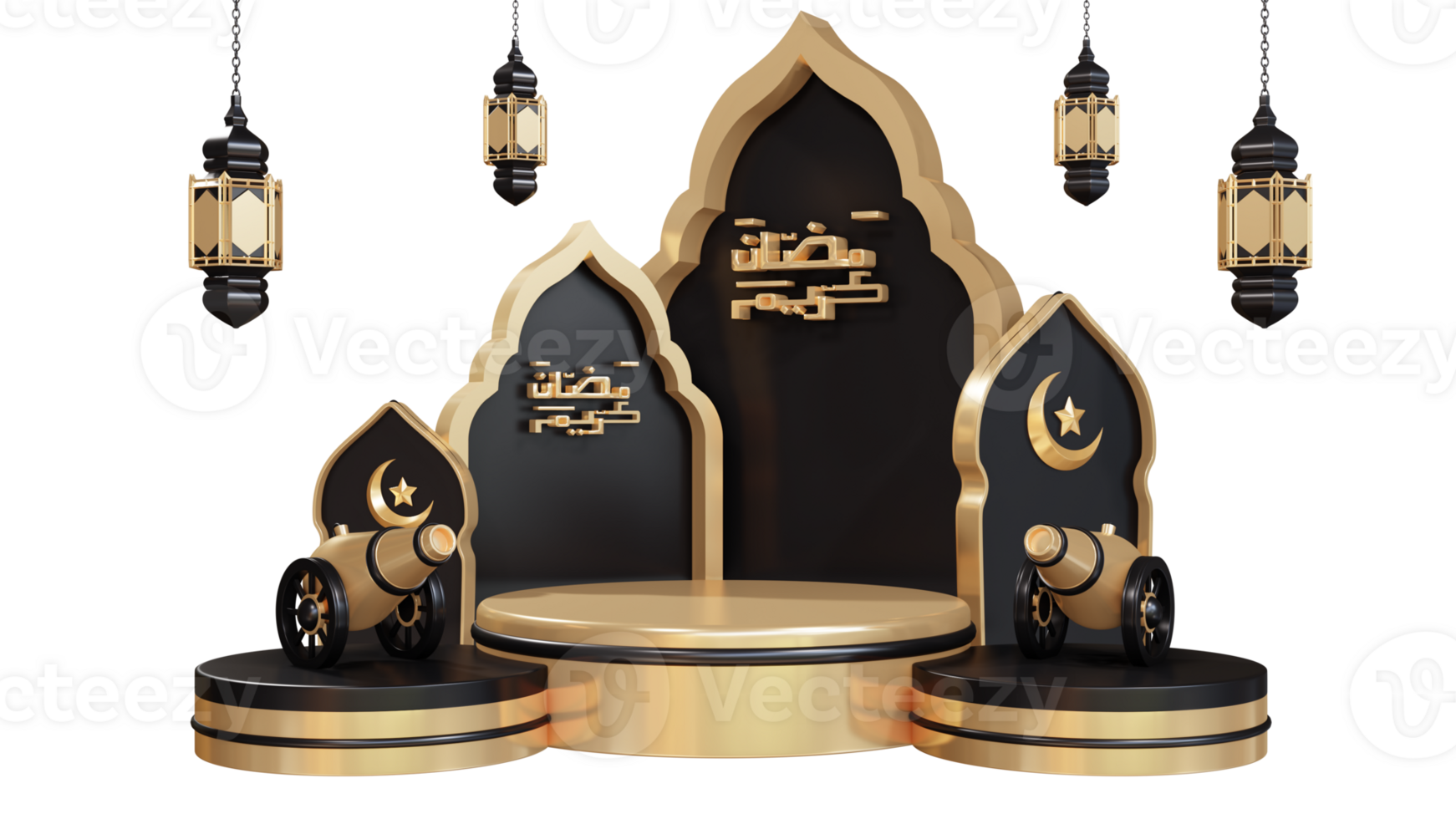 ramadan-ikone mit 3d rundem podium und kanon png