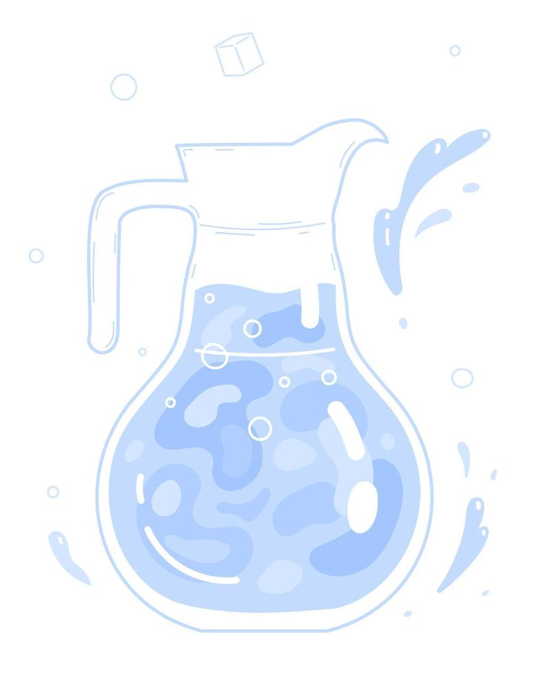 Clean drinking water in glass jug. Vector illustration.