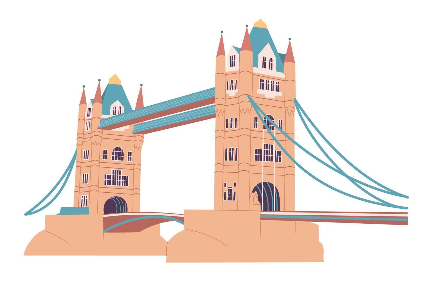 puente de la torre en londres sobre fondo blanco vector