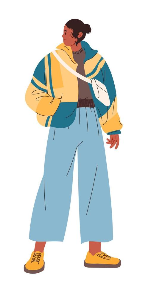 Stylish woman in fashionable clothes  illustration. vector