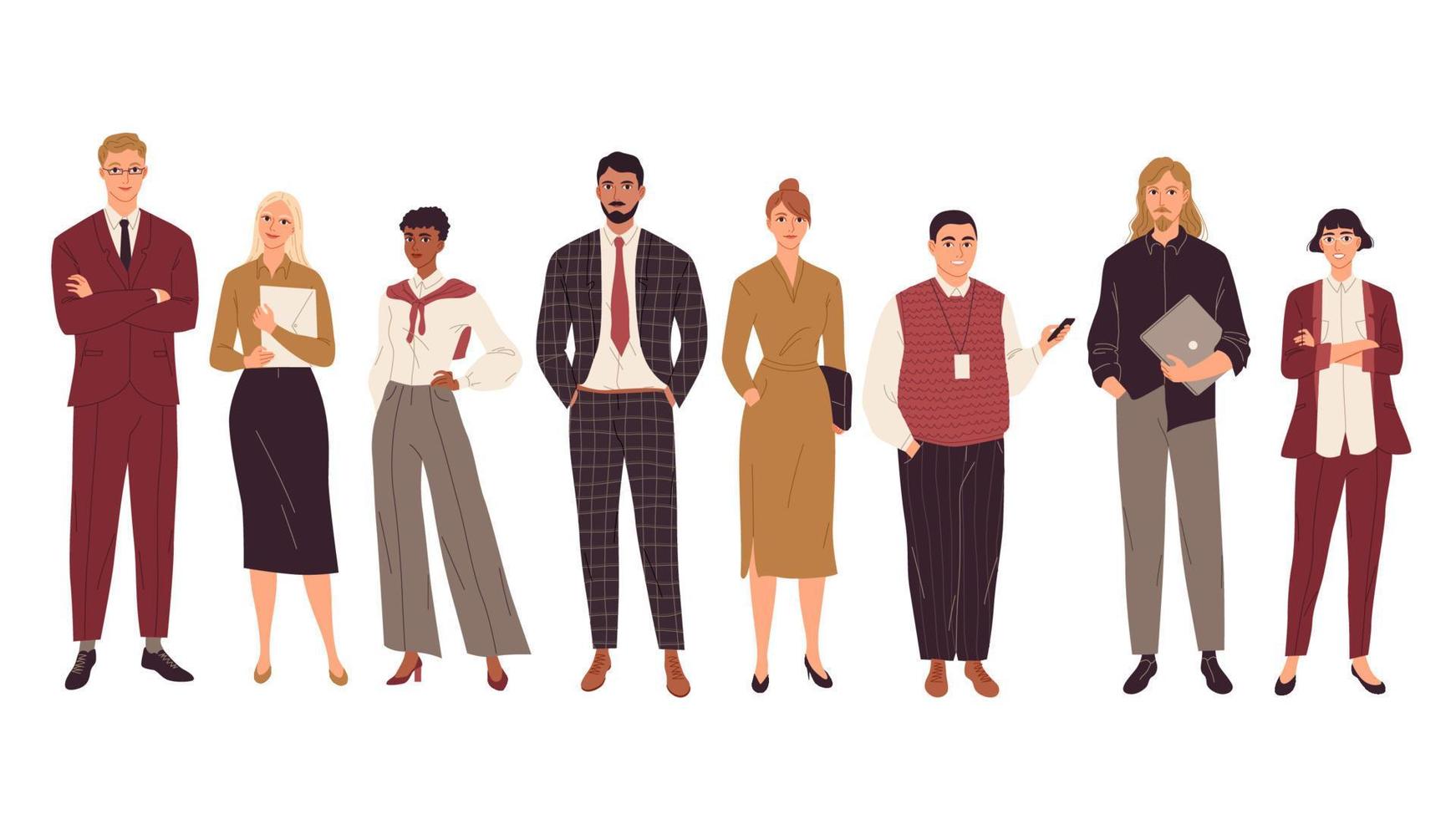 Group of young business people standing together vector