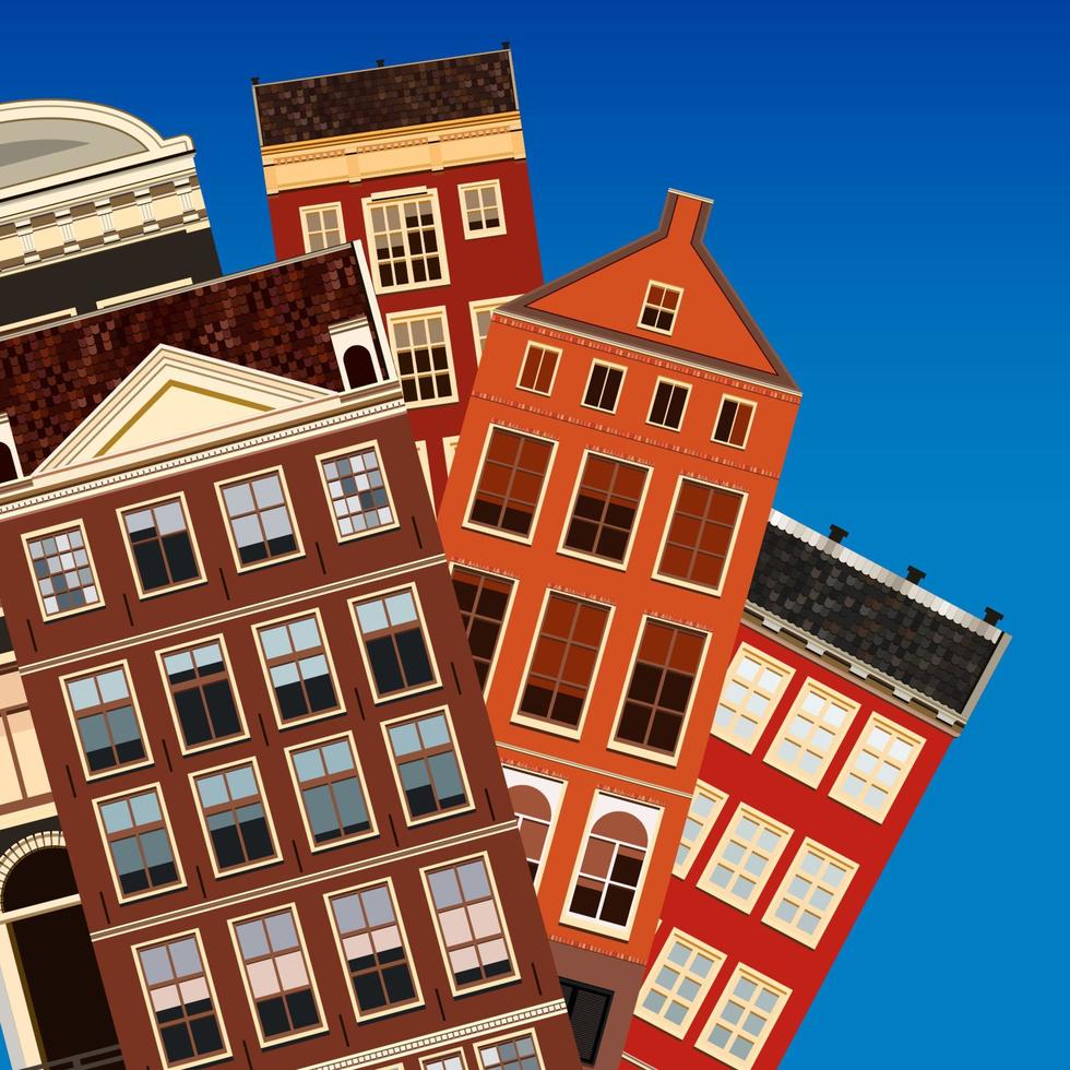 Street of abstract old houses. Vector background.