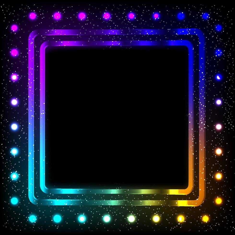 Colorful neon frame on a dark background, vector abstract illustration.