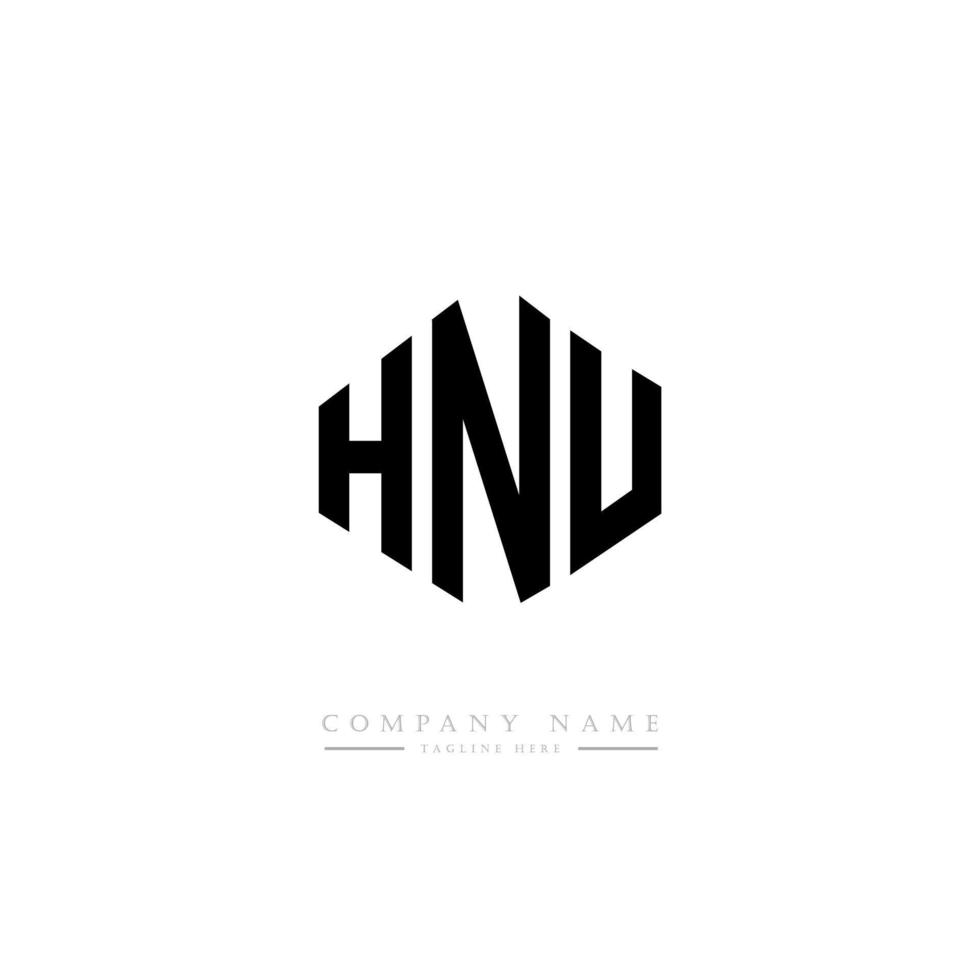 diseño de logotipo de letra hnu con forma de polígono. diseño de logotipo en forma de cubo y polígono hnu. hnu hexágono vector logo plantilla colores blanco y negro. monograma hnu, logotipo comercial e inmobiliario.