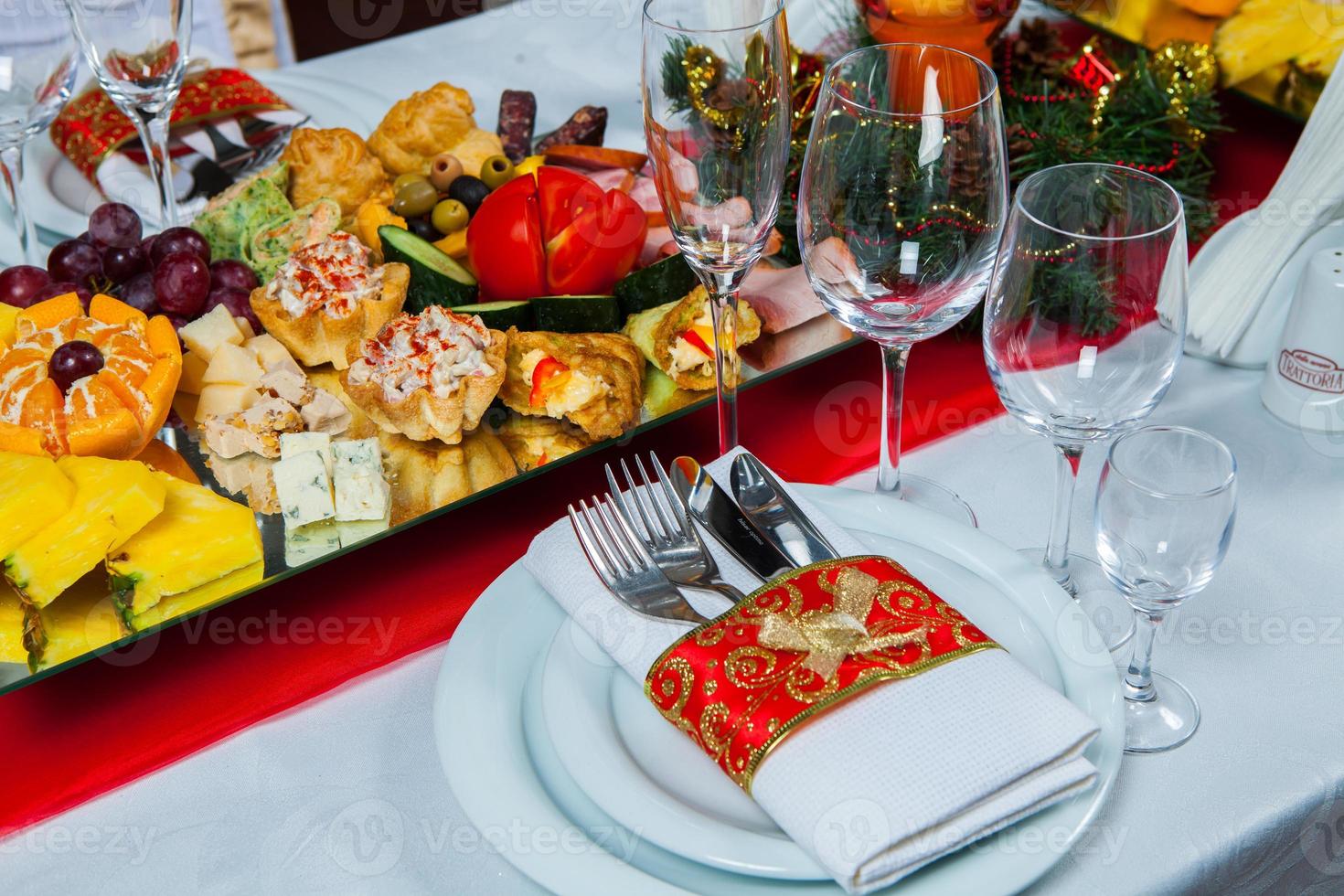 Beautiful festive table served for wedding celebration dinner at home