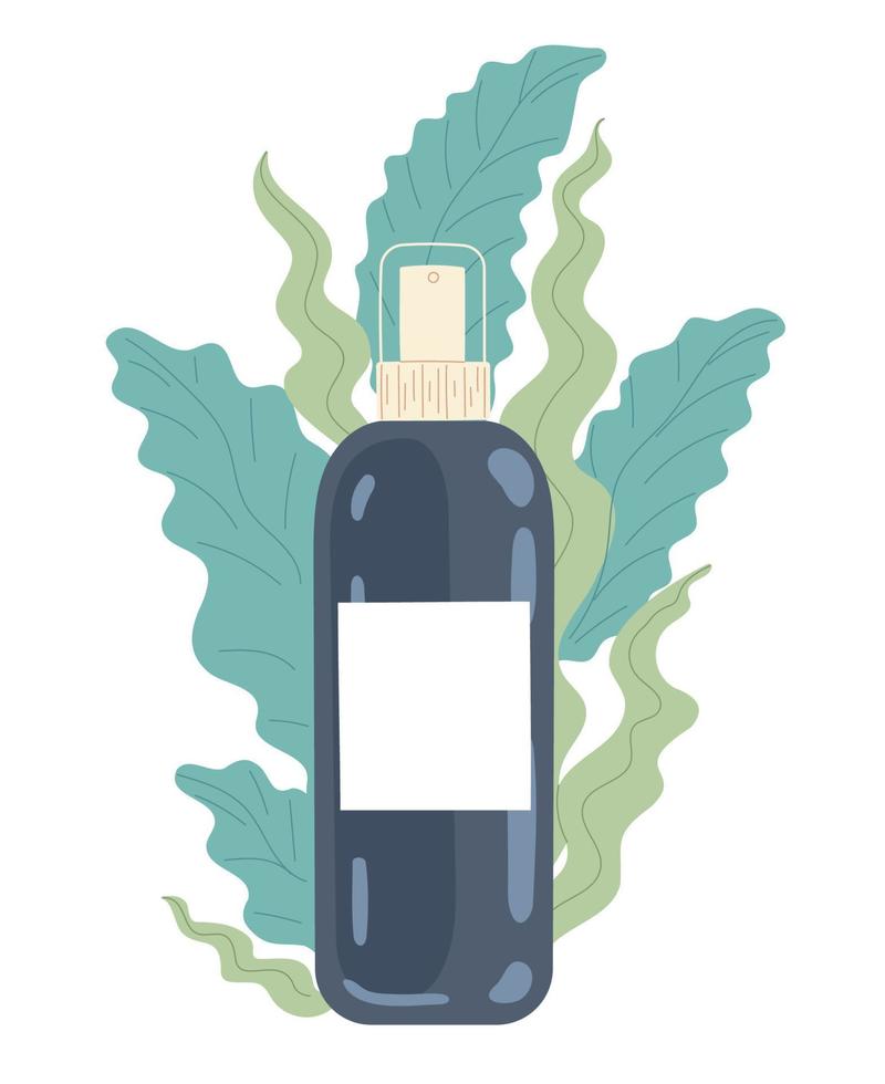 Skin care product. Spray in a bottle with water plants. vector