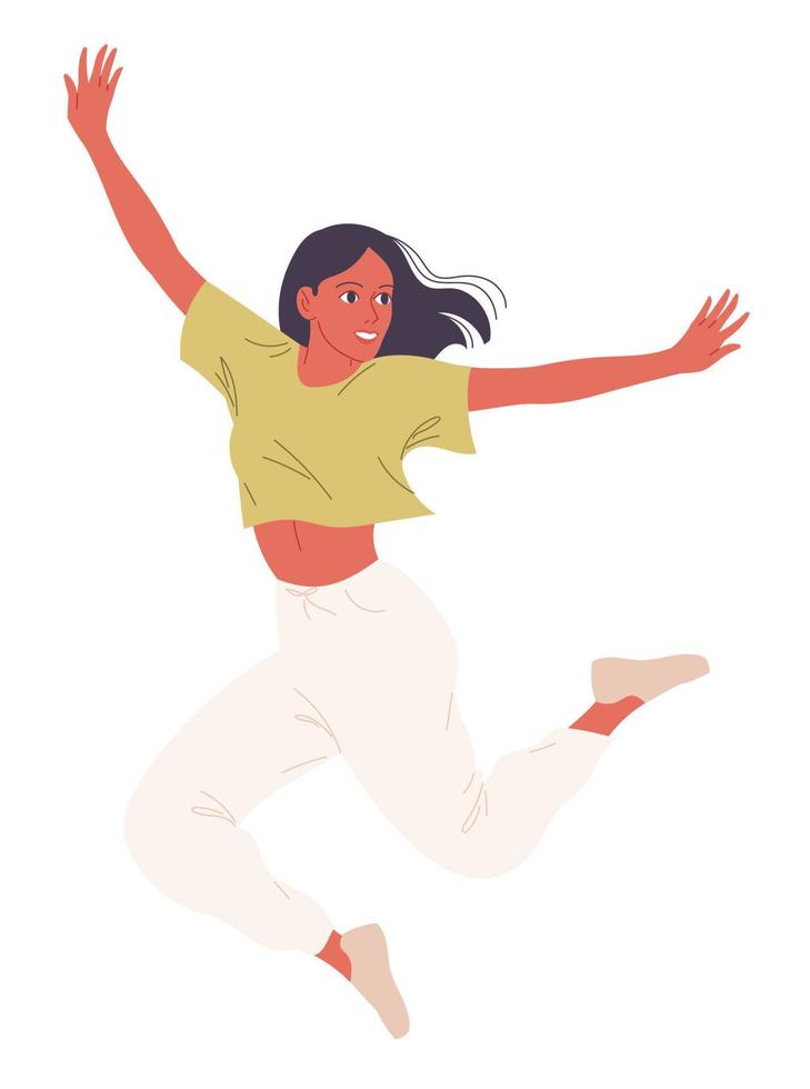Young woman dancer during a dynamic dance. vector
