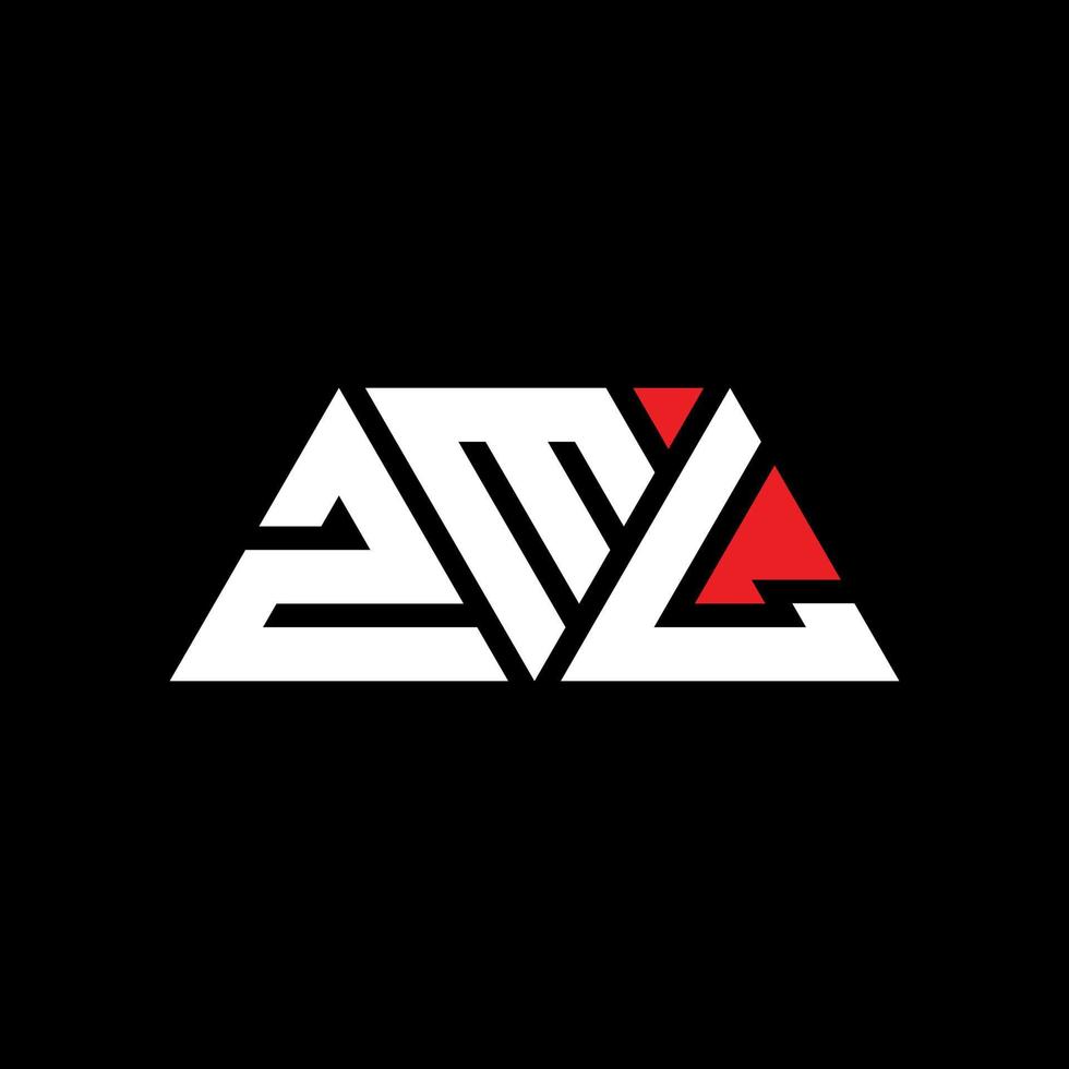 ZML triangle letter logo design with triangle shape. ZML triangle logo design monogram. ZML triangle vector logo template with red color. ZML triangular logo Simple, Elegant, and Luxurious Logo. ZML