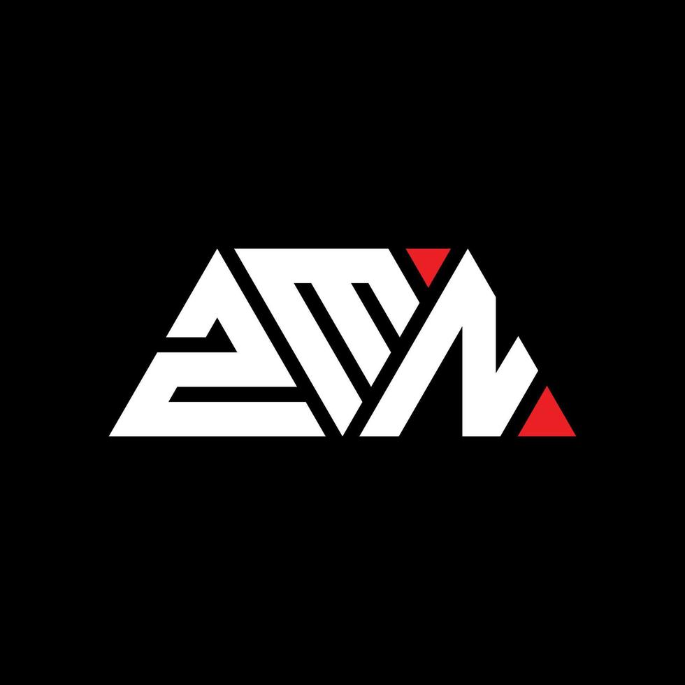 diseño de logotipo de letra triangular zmn con forma de triángulo. monograma de diseño de logotipo de triángulo zmn. plantilla de logotipo de vector de triángulo zmn con color rojo. logotipo triangular zmn logotipo simple, elegante y lujoso. zmn