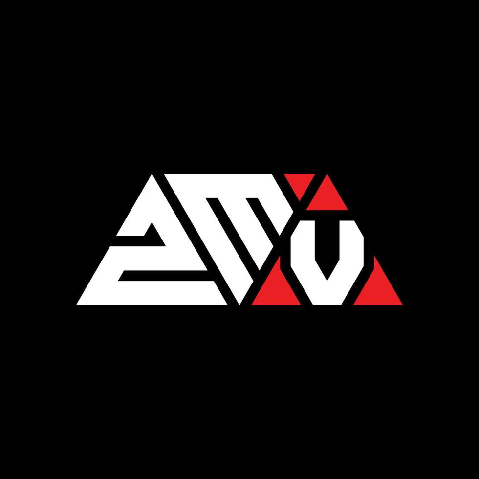 diseño de logotipo de letra triangular zmv con forma de triángulo. monograma de diseño del logotipo del triángulo zmv. plantilla de logotipo de vector de triángulo zmv con color rojo. logotipo triangular zmv logotipo simple, elegante y lujoso. zmv