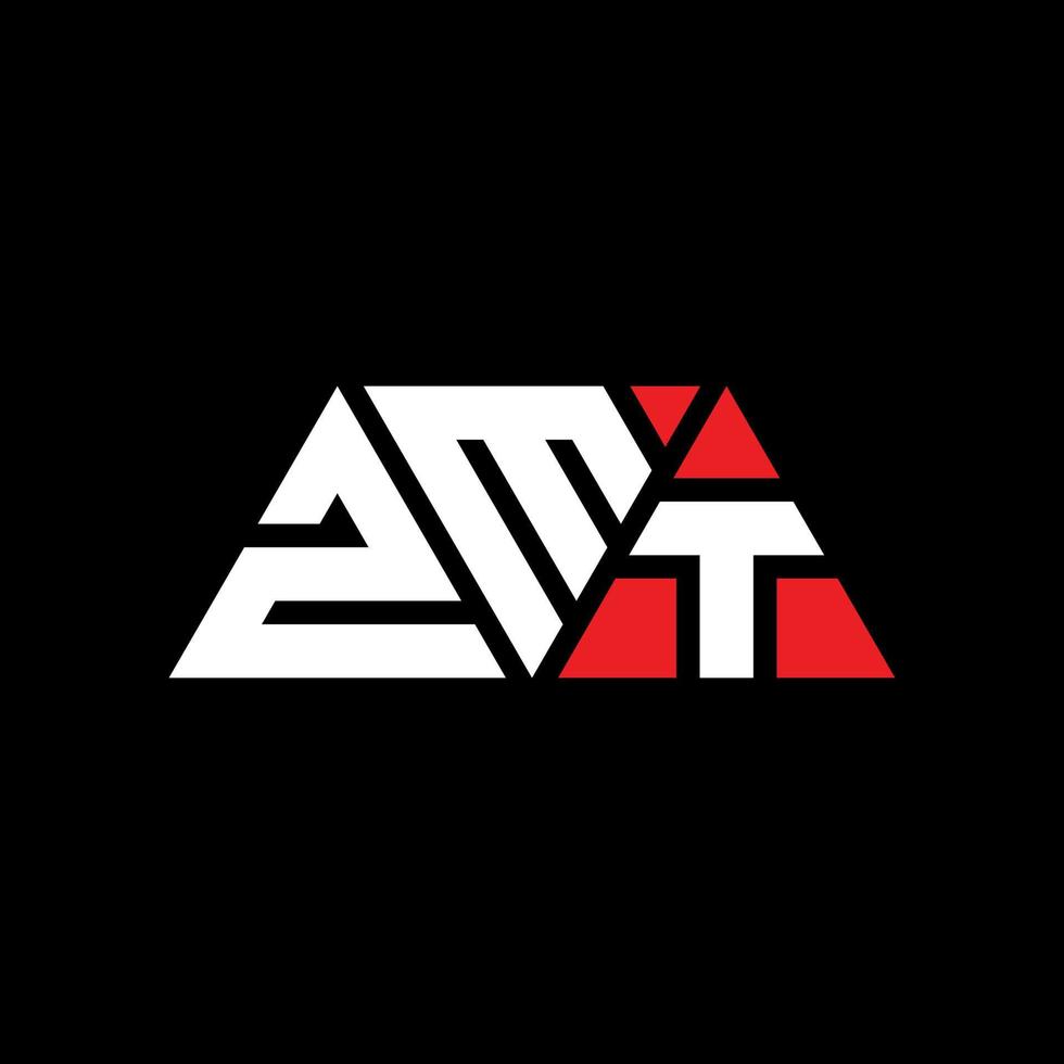 Diseño de logotipo de letra triangular zmt con forma de triángulo. monograma de diseño del logotipo del triángulo zmt. plantilla de logotipo de vector de triángulo zmt con color rojo. logotipo triangular zmt logotipo simple, elegante y lujoso. zmt