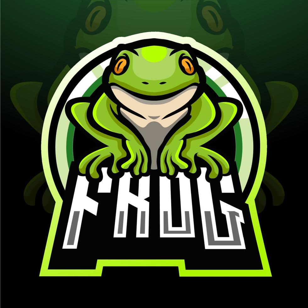 Tree frog mascot. e sport logo design vector