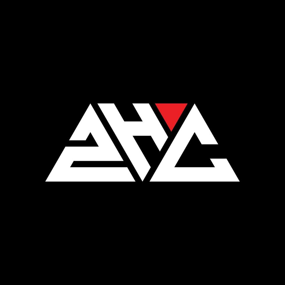 ZHC triangle letter logo design with triangle shape. ZHC triangle logo design monogram. ZHC triangle vector logo template with red color. ZHC triangular logo Simple, Elegant, and Luxurious Logo. ZHC